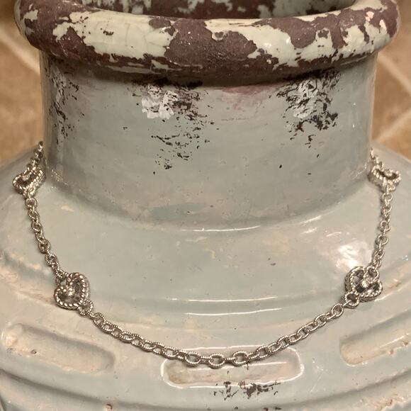 Judith Ripka Necklace Sterling Silver and CZ Heart Station Necklace 16 Inches - Picture 2 of 8